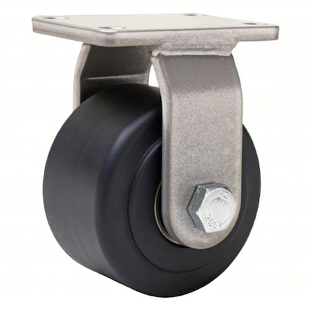 Plate Caster, Rigid, Nylon, 4 11/16