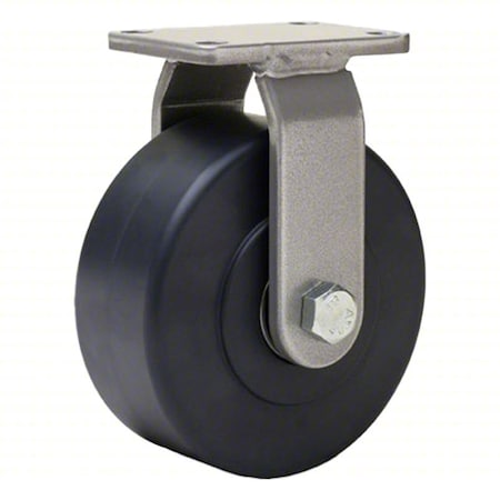 Plate Caster, Rigid, Nylon, 6 3/16