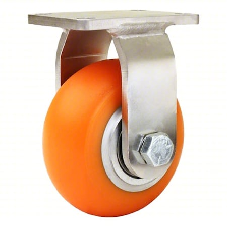 Plate Caster, Rigid, Polyurethane, 6 3/16