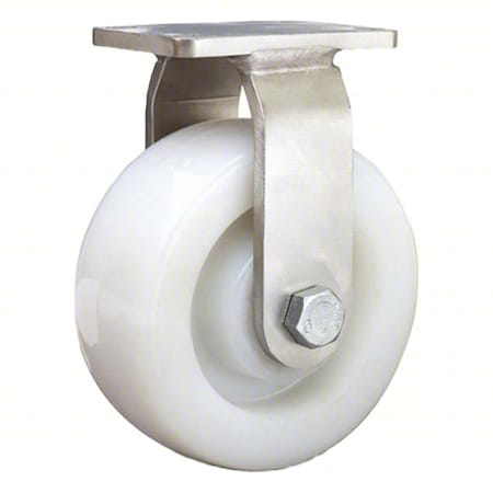Plate Caster, Rigid, Nylon, 6 3/16