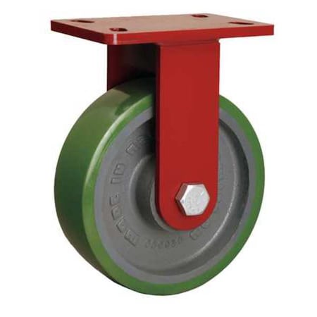 Plte Caster, Rgid, Poly, 8 in., 2000 lb., Grn MPN:R-FM-8DB