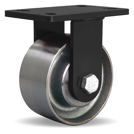 Plate Caster, Rigid, Steel, 7 1/2