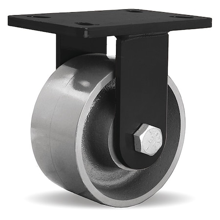 Plate Caster, Rigid, Iron, 7 1/2