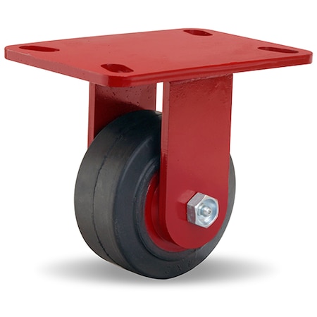 Plate Caster, Rigid, Rubber, 5 5/8