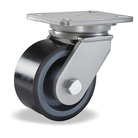 Plate Caster, Swivel, Polyurethane, 8