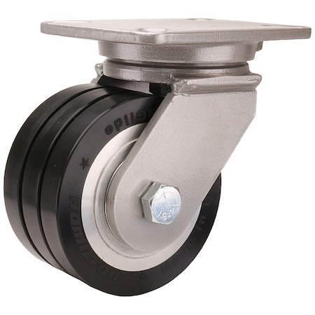 Plate Caster, Swivel, Polyurethane, 7 1/2
