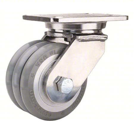 Plate Caster, Swivel, Polyurethane, 8