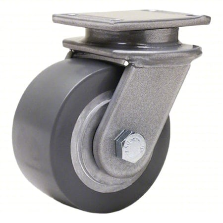 Plate Caster, Swivel, Polyurethane, 5 1/8