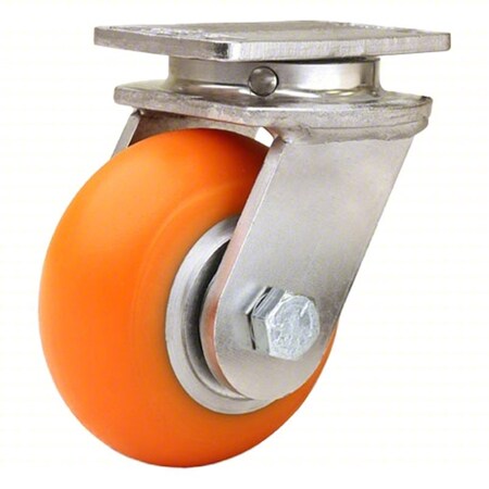 Plate Caster, Swivel, Polyurethane, 5 1/8