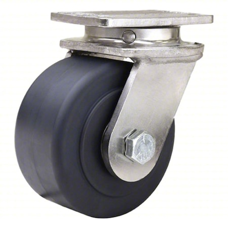 Plate Caster, Swivel, Nylon, 5 1/8