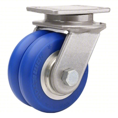 Plate Caster, Swivel, Polyurethane, 5 1/8