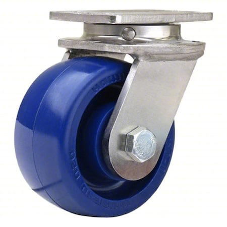 Plate Caster, Swivel, Polyurethane, 5 1/8