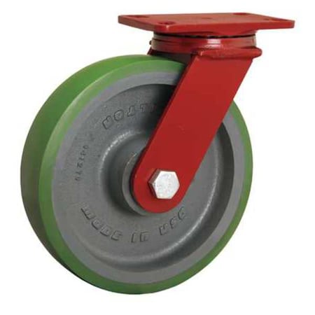 Plate Caster, Swivel, Poly, 10 in., 2200 lb, Grn MPN:S-FM-10DB-4SL-FB