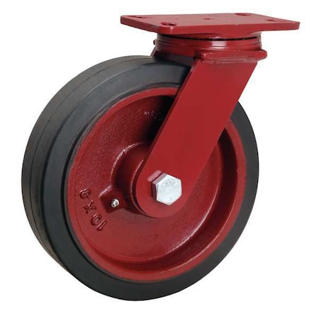Plate Caster, Swivel, Rubber, 10 in., 790 lb, Blk MPN:S-FM-10RB-4SL-IB