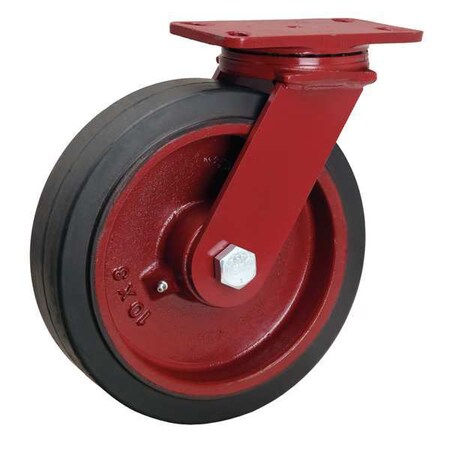 Plate Caster, Swivel, Rubber, 10 in., 790 lb., Blk MPN:S-FM-10RB