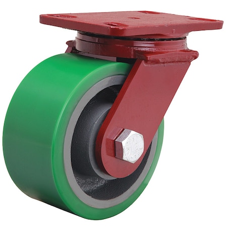 Plate Caster, Swivel, Polyurethane, 7 1/2