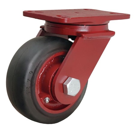 Plate Caster, Swivel, Rubber, 6 in., 540 lb, Blk MPN:S-FM-6RB