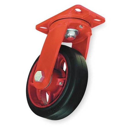 Plate Caster, Swivel, Rubber, 8 in., 670 lb. MPN:S-FM-8RB-4SL-FB