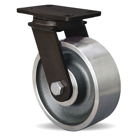 Plate Caster, Swivel, Steel, 10 1/4