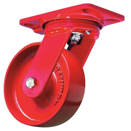 Plate Caster, Swivel, Cast Iron, 6 in, 1400 lb., Rd MPN:S-HS-6MB-4SL-FB
