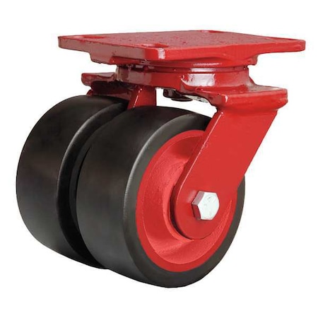 Dual Wheel Castr, Rubber, 4 in., 600 lb. MPN:S-HS2-4R-4SL-2FB