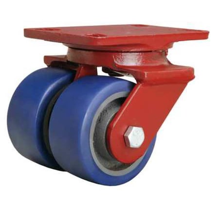Plate Caster, Swivel, Polyurethane, 5 5/8
