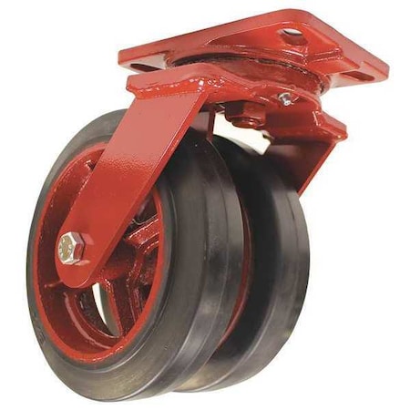 Dual Wheel Caster, Rubber, 8 in., 1000 lb. MPN:S-HS2-8R-4SL-2FB