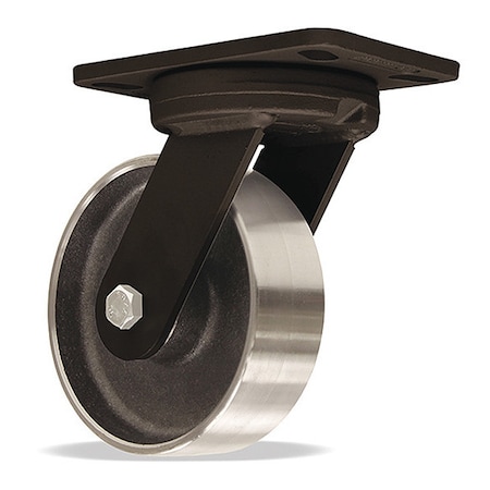 Plate Caster, Swivel, Steel, 7 3/4