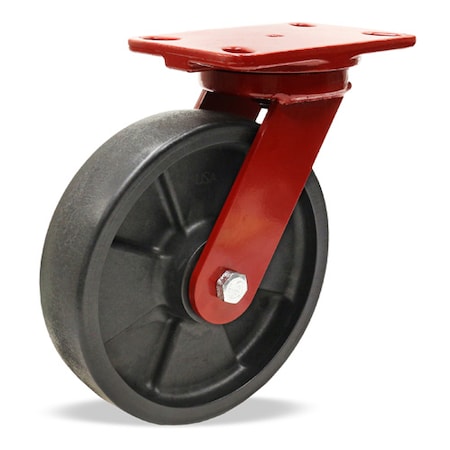 Plate Caster, Swivel, Iron, 9 3/4