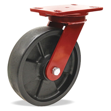 Plate Caster, Swivel, Nylon, 9 3/4
