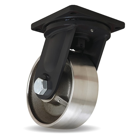 Plate Caster, Swivel, Steel, 13