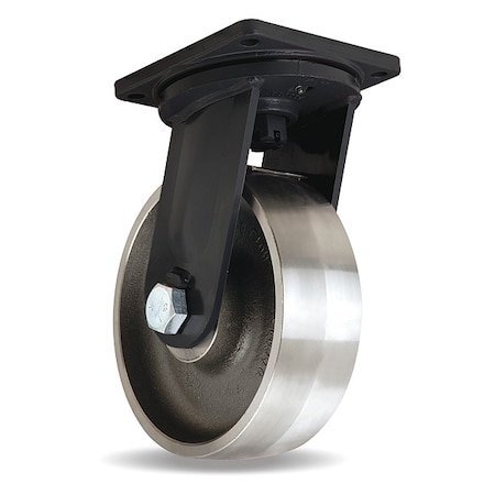 Plate Caster, Swivel, Steel, 15 1/2