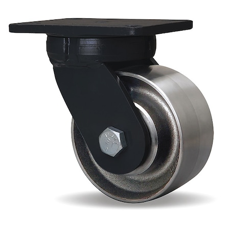 Plate Caster, Swivel, Steel, 8