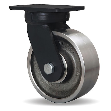 Plate Caster, Swivel, Steel, 10 1/2