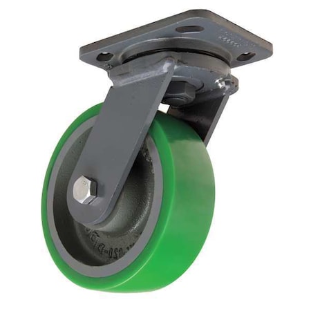 Plate Caster, Swivel, Polyurethane, 7 1/2