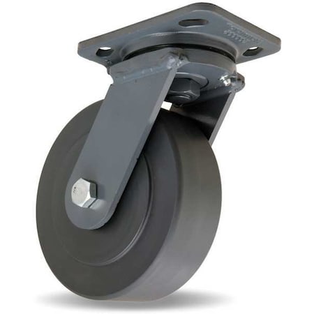 Plate Caster, Swivel, Nylon, 6 in., 2000 lb, Blk MPN:S-WH-6NYB-4SL-FB