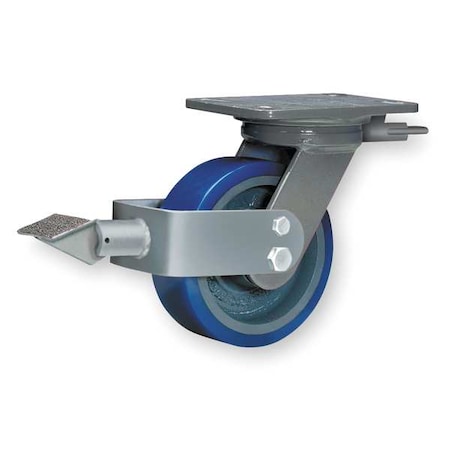 Plate Caster, Swivel, Poly, 8 in, 1200 lb, Blu, B MPN:S-WH-8SPB-4SL-IB