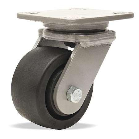 Plate Caster, Swivel, Nylon, 5 5/8