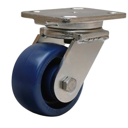 Plate Caster, Swivel, Poly, 4 in., 750 lb., Blu MPN:S-WHS-4UYSB
