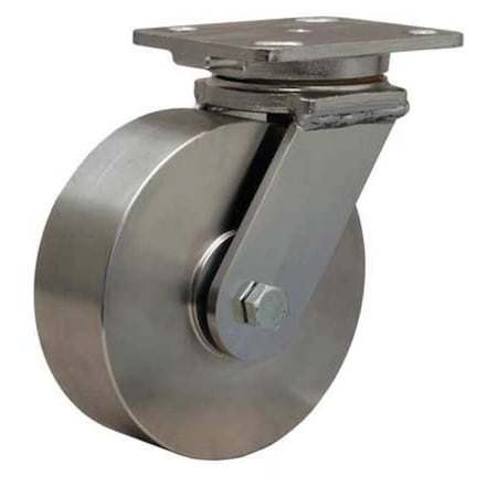 Plate Caster, Swivel, SS, 6 in., 1200 lb., Slvr MPN:S-WHS-6SB-4SL-SZB