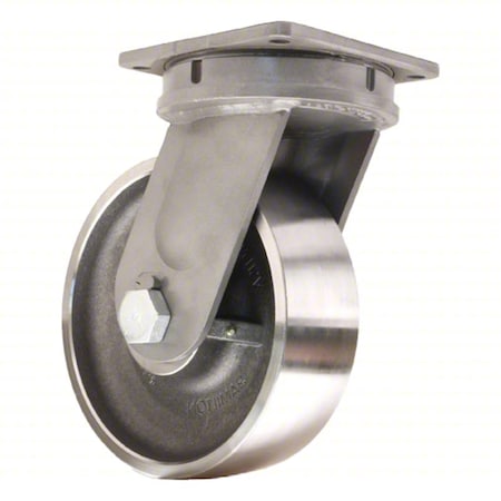 Plate Caster, Swivel, Steel, 15 5/8
