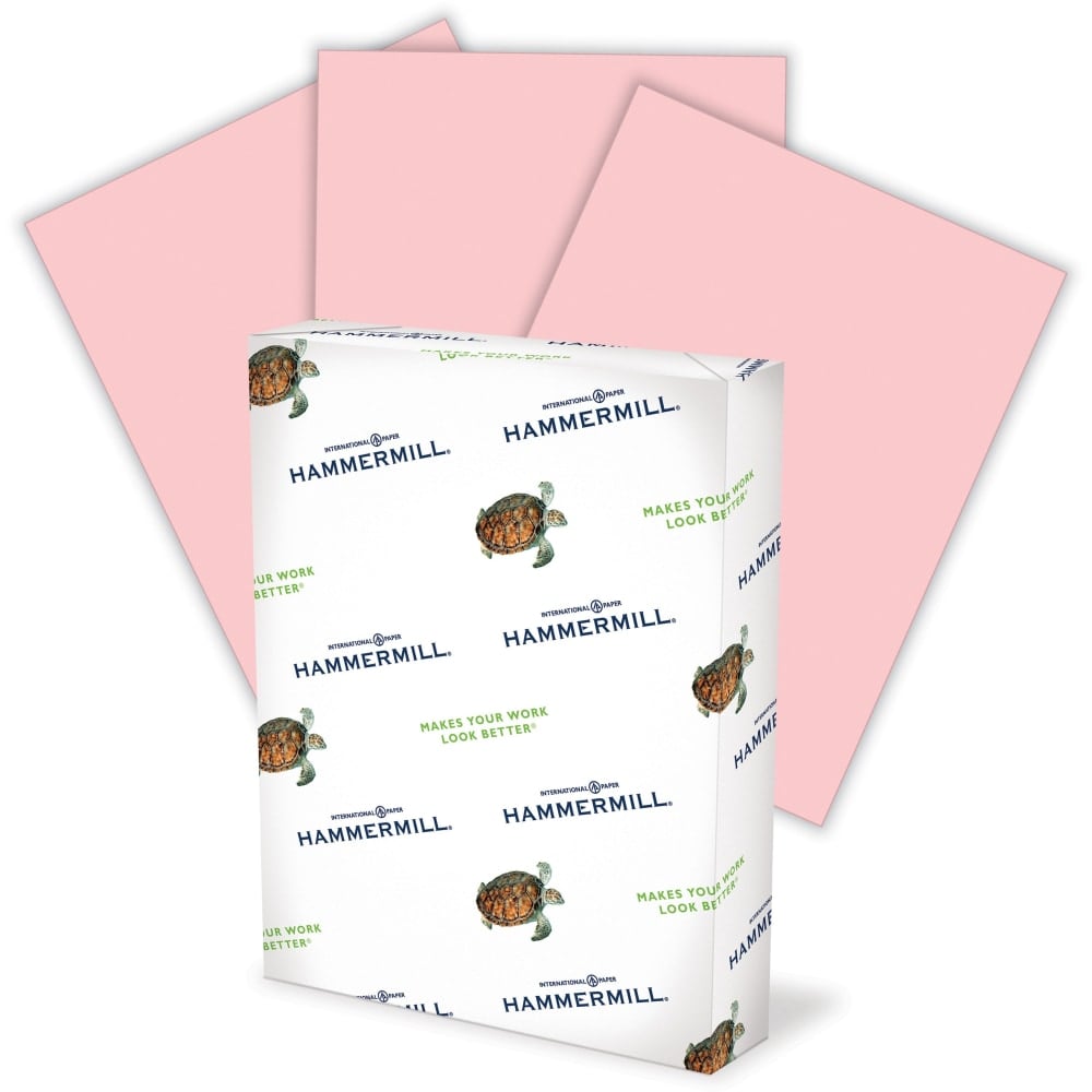 Hammermill Colors Color Multi-Use Printer & Copy Paper, Pink, Letter (8.5in x 11in), 500 Sheets Per Ream, 24 Lb, 100 Brightness, 30% Recycled (Min Order Qty 5) MPN:HAM104463