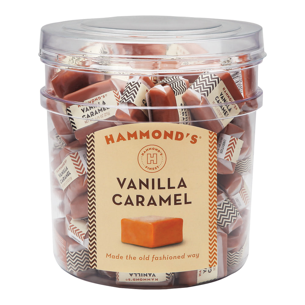 Hammonds Candies Natural Vanilla Caramels - Display Tub - 80-.75 oz. MPN:HAM-CW04400