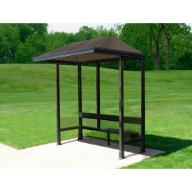 Smoking Shelter Vented Poly-Hip Roof Three Sided With Open Front 7'6