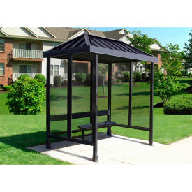 Smoking Shelter 3-2VR-DKB 3-Sided Open Front 7'6