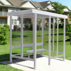 Smoking Shelter S3-2F-CA 4-Sided W/Left Open Front 7'6L x 5'W Flat Roof Clear 3-2CF-CA