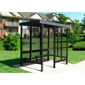 Smoking Shelter S3-2F-DKB 4-Sided W/Left Open Front 7'6L x 5'W Flat Roof DK Bronze 3-2CF-DKB