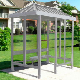 Smoking Shelter S3-2VR-CA 4-Sided Left Open Front 7'6L x 5'W Vented Standing Seam Roof Clear 3-2CVR-CA