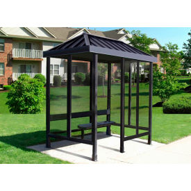 Smoking Shelter S3-2VR-DKB 4-Sided Left Open Front 7'6L x 5'W Vented Standing Seam Roof DK BRZ 3-2CVR-DKB