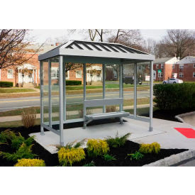Smoking Shelter 4-2VR-CA 3-Sided Open Front 10'L x 5'W Vented Standing Seam Roof Clear 4-2AVR-CA